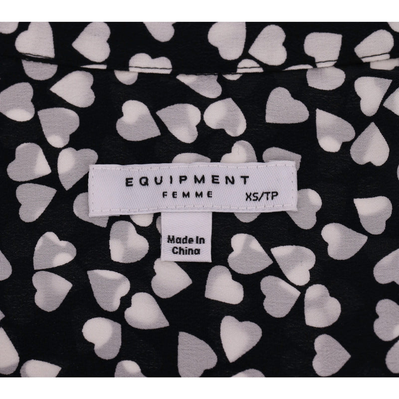 Equipment Heart Print Silk Shirt. Size XS