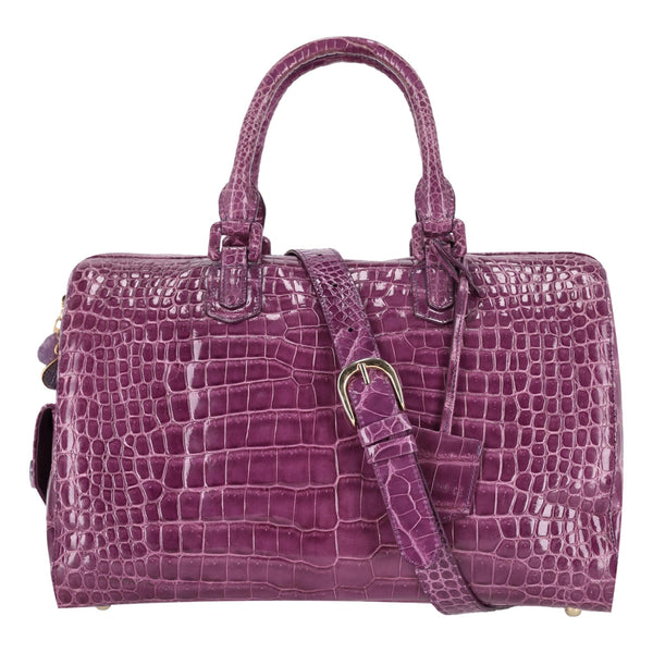 Ethan K Crocodile Skin Bowler Bag