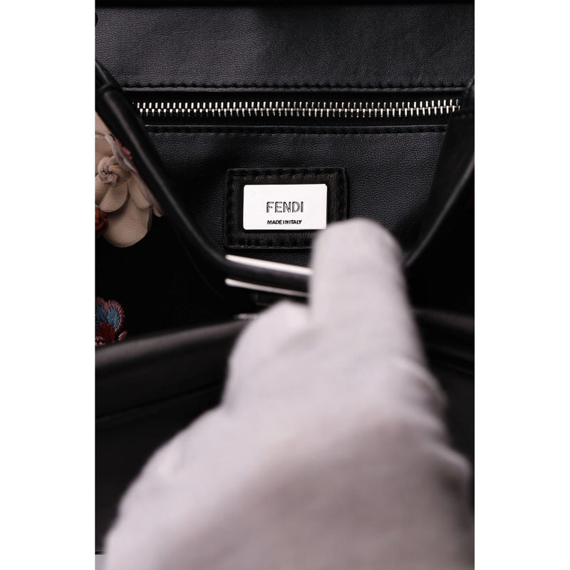 Fendi Floral Embellished Peekaboo Leather Crossbody Bag