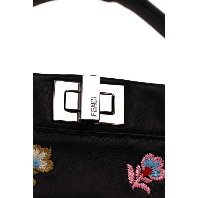 Fendi Floral Embellished Peekaboo Leather Crossbody Bag