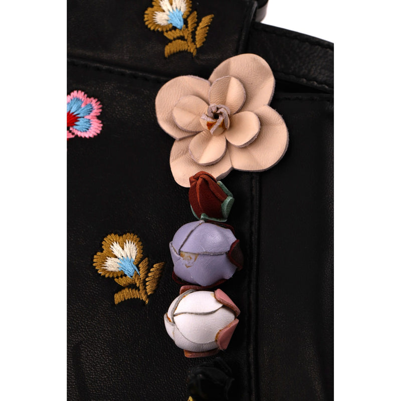 Fendi Floral Embellished Peekaboo Leather Crossbody Bag