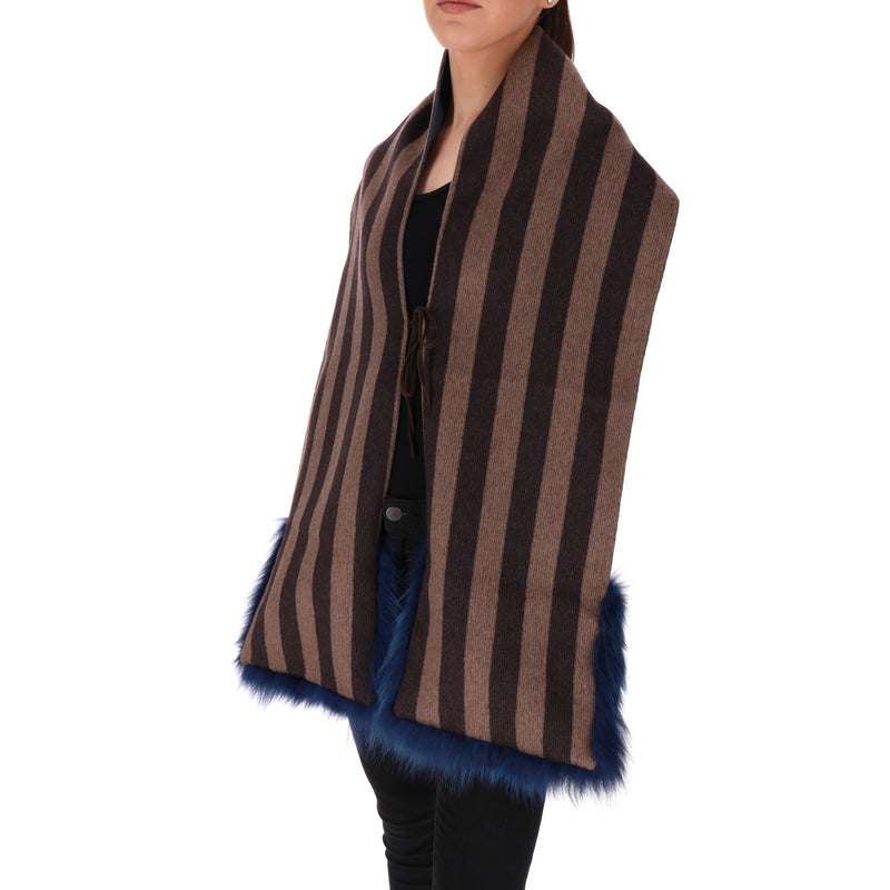 Fendi Fur Trimmed Cashmere Stole/Scarf