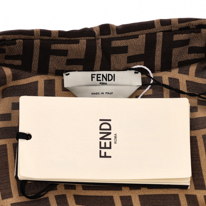 Fendi ‘FF' Logo Silk Twill Belted Shirt Dress. Size 36IT