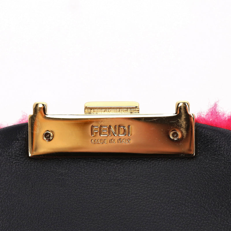 Fendi Shearling Rosa Fluo Baguette Handbag