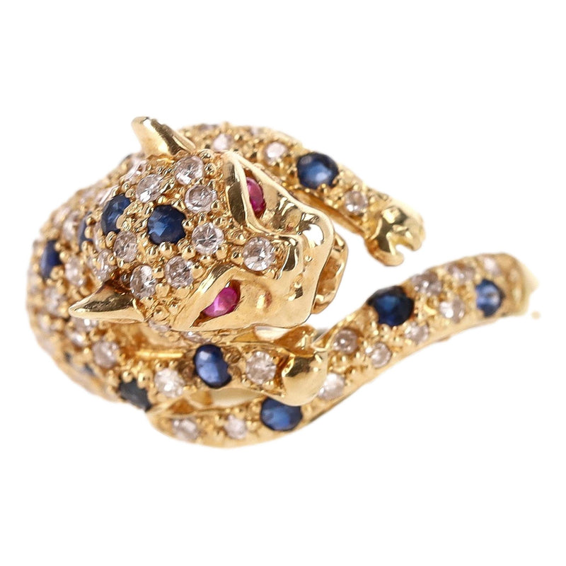 Panther Ring 18k Gold, Diamond, Sapphire & Rubies