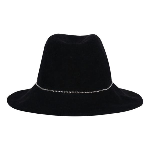 Grevi Crystal Embellished Rabbit Fur Fedora Hat