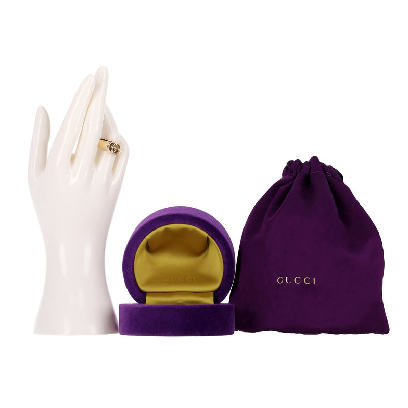 Gucci 18k Gold 'GG' Logo Running Chevalie Statement Ring