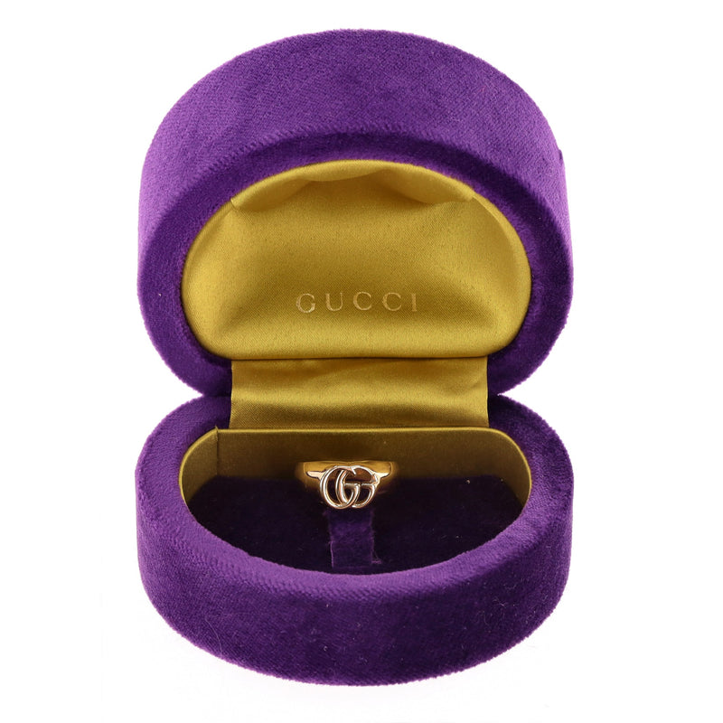 Gucci 18k Gold 'GG' Logo Running Chevalie Statement Ring