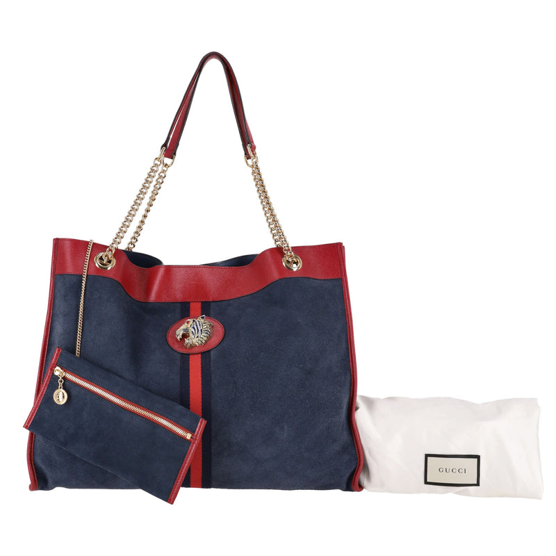 Gucci Rajah Large Suede Shopper Bag & Pouch