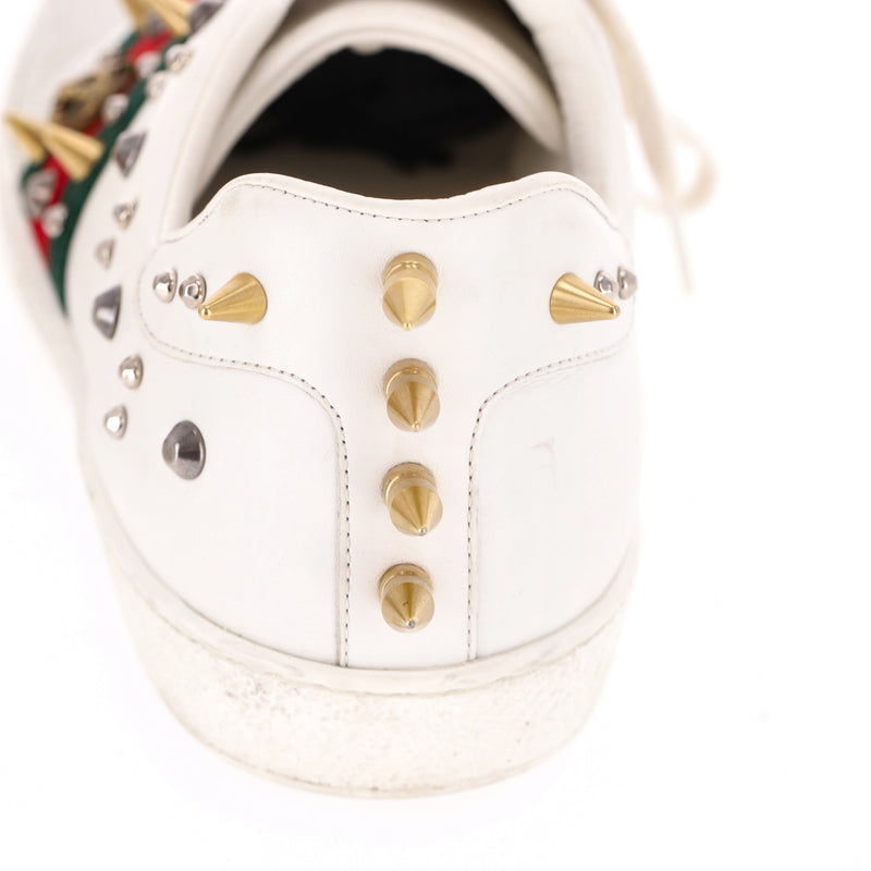 Gucci Ace Punk Web Studded Leather Sneakers. Size 45