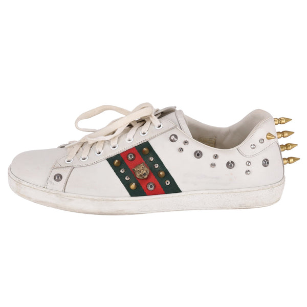 Gucci Ace Punk Web Studded Leather Sneakers. Size 45