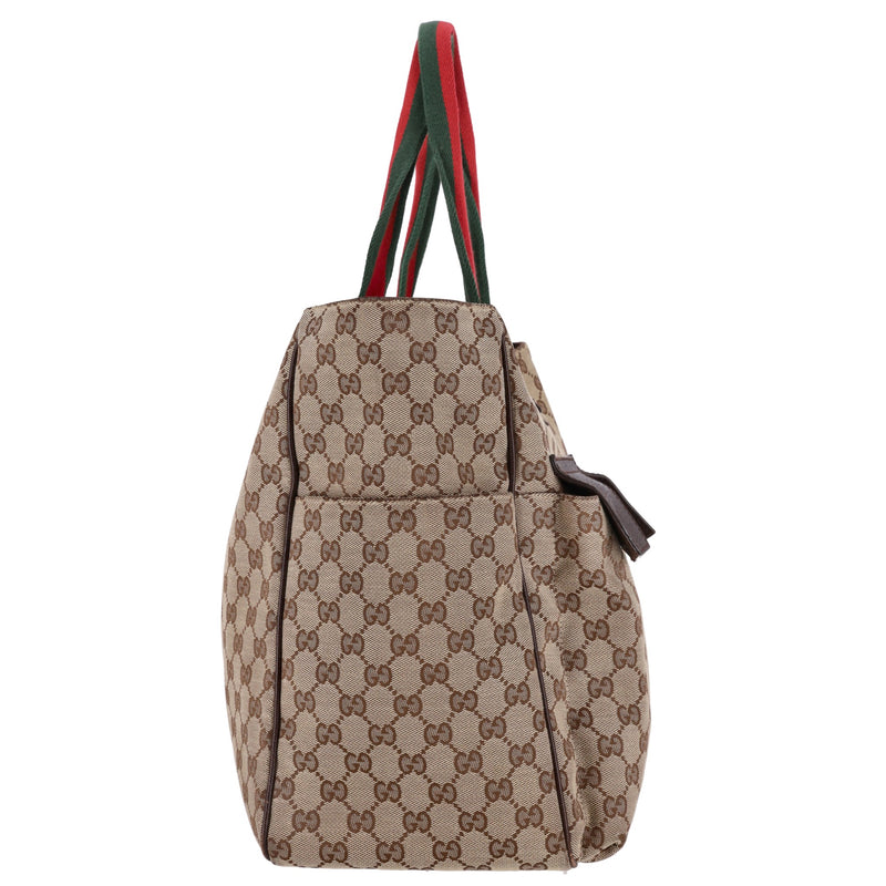 Gucci 'GG' Monogram Double Pocket Web Stripe Tote Bag