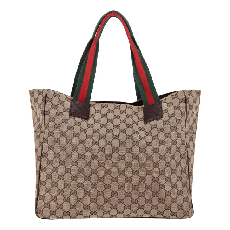 Gucci 'GG' Monogram Double Pocket Web Stripe Tote Bag