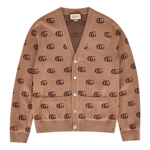 Gucci 'GG' Logo Cashmere & Wool Cardigan With Mother-Of-Pearl Buttons. Size L