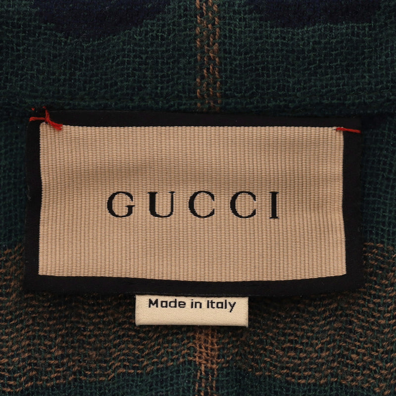 Gucci 'GG' Logo Checked Wool Shirt. Size 46IT