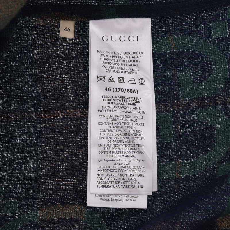 Gucci 'GG' Logo Checked Wool Shirt. Size 46IT