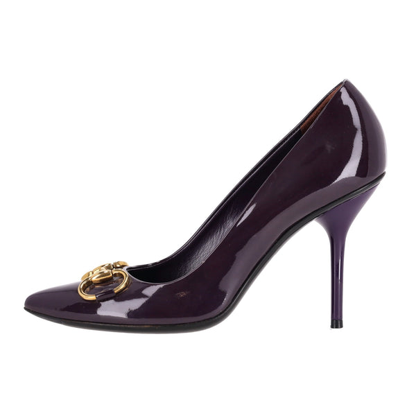 Gucci Horsebit Detail Patent Leather Pumps. Size 37