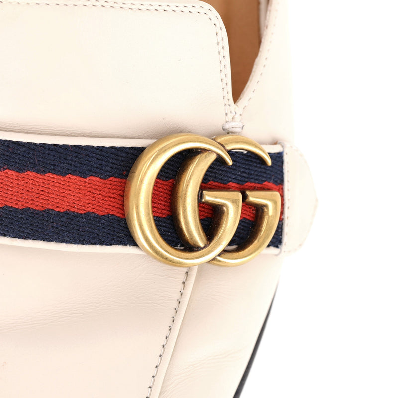 Gucci Leather  Web Stripe & 'GG' Logo Slides. Size 36.5