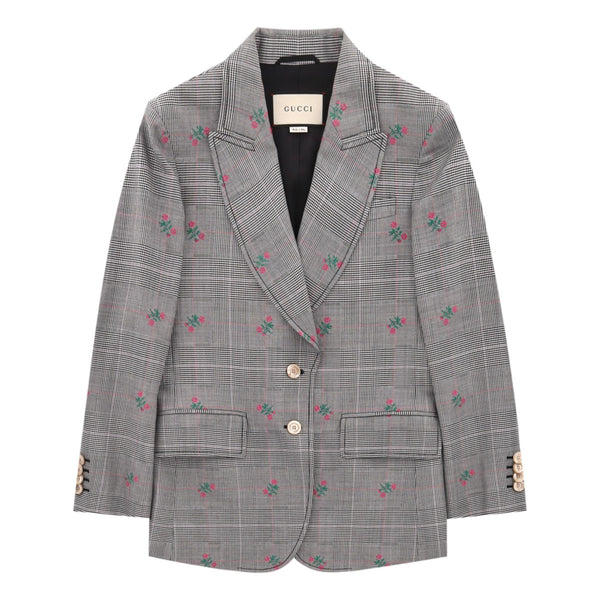 Gucci Wool Checked Floral Jacket. Size 38IT