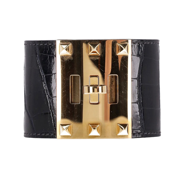 Hermes Alligator Skin Dog Extreme Cuff Bracelet