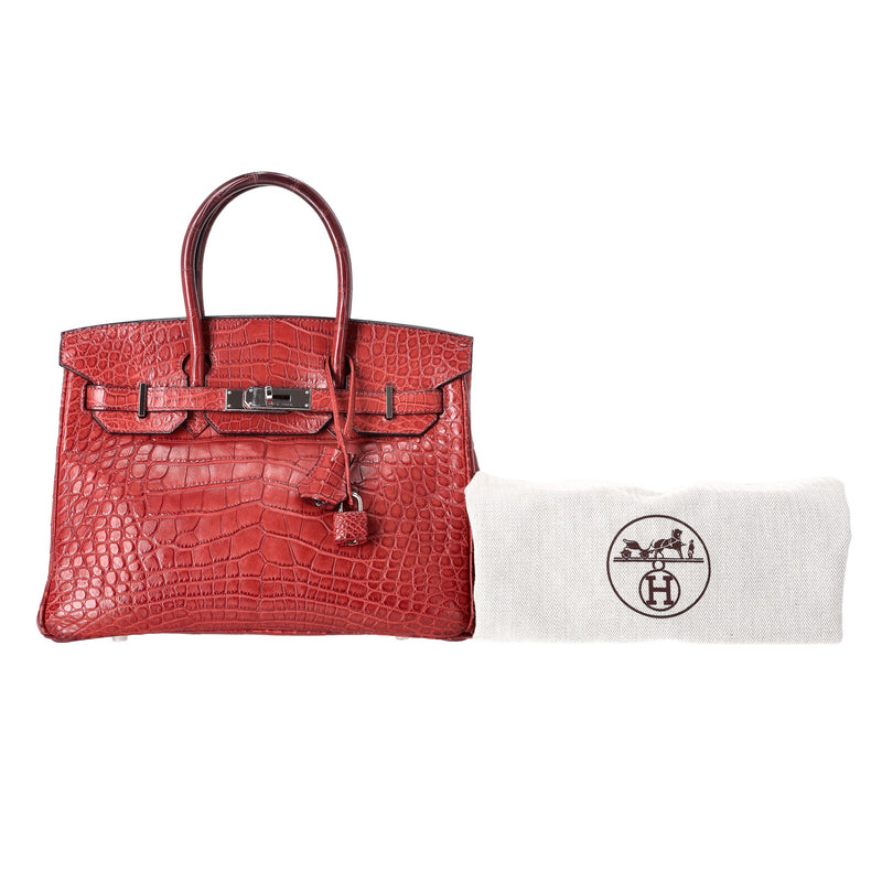 Hermes Birkin 30 Alligator Skin Handbag