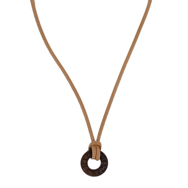 Hermes Buffalo Horn Logo Pendant Necklace