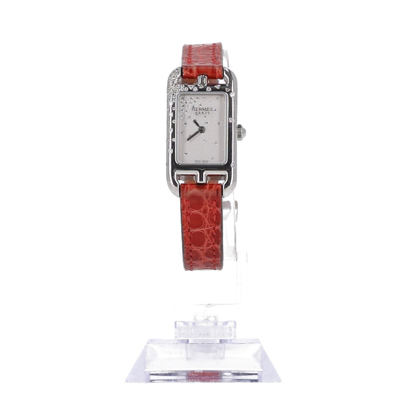 Hermes Diamond Nantucket Watch With Alligator Strap