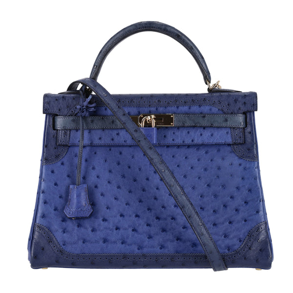 Hermes Kelly Ltd Edition Ghillies Bag In Ostrich Skin