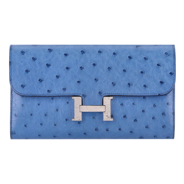 Hermes Ostrich Skin Constance Long Wallet