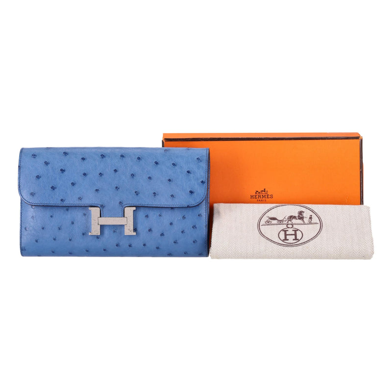 Hermes Ostrich Skin Constance Long Wallet