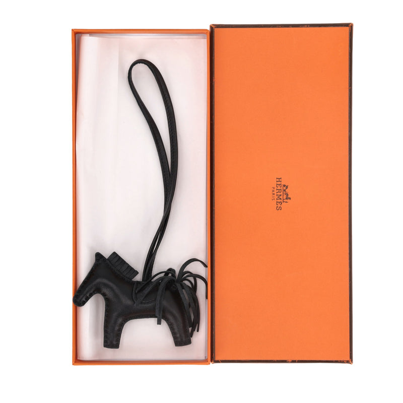 Hermes So Black Rodeo Pegasus Leather Bag Charm PM