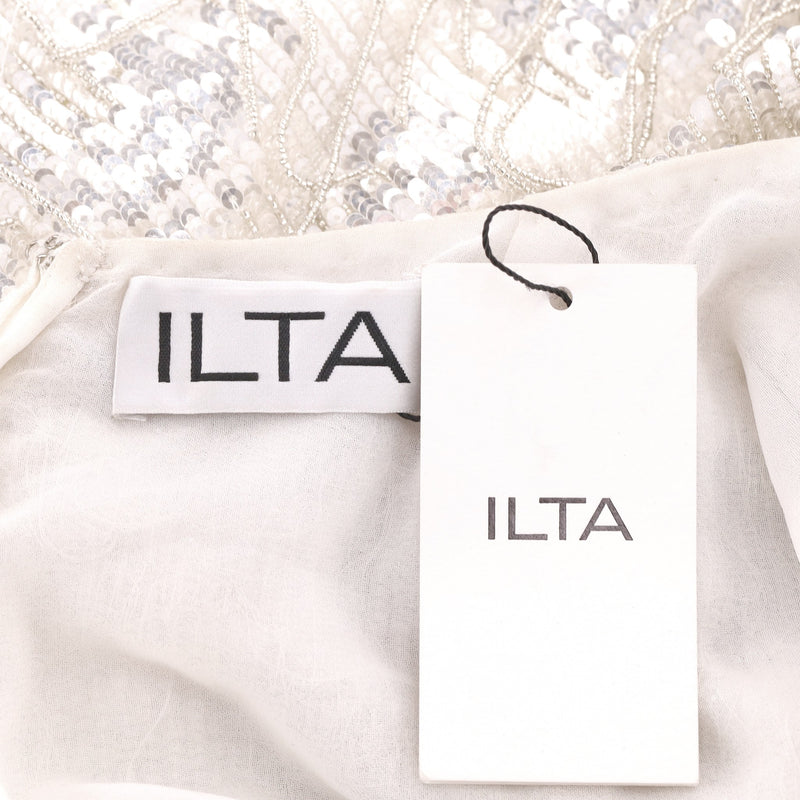 Ilta Sequin & Beaded Backless Midi Dress. Size 38