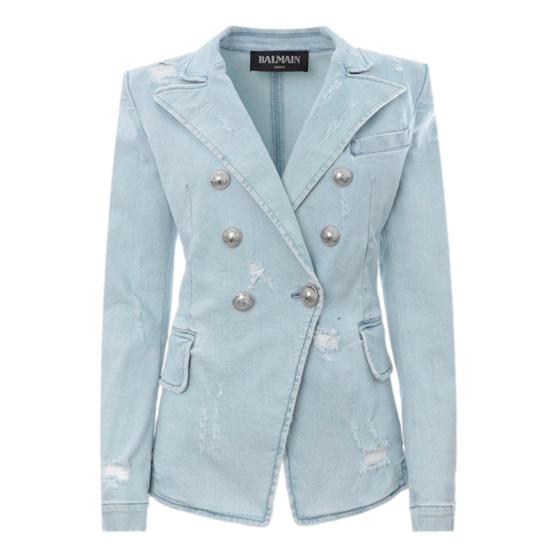 Balmain Double-Breasted Denim Jacket/Blazer. Size 34FR