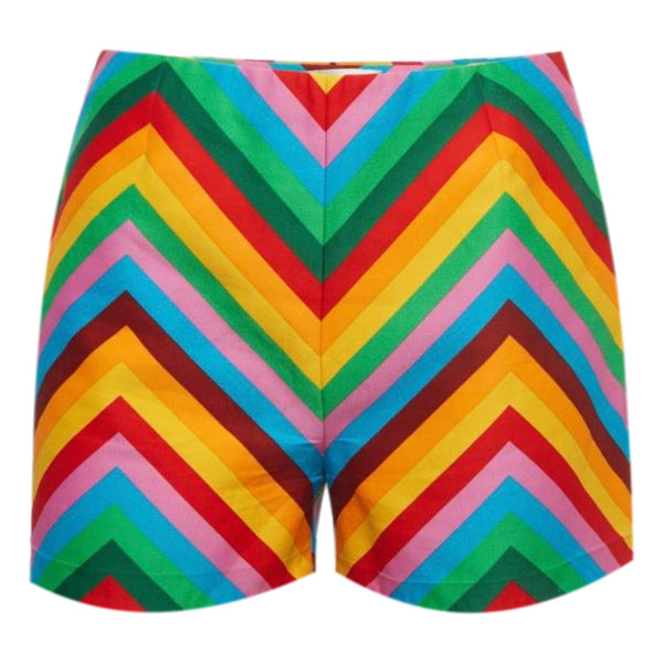 Valentino Rainbow Chevron Cotton & Silk Blend Shorts. Size 40IT