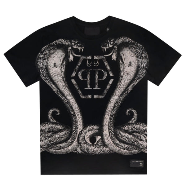 Philipp Gotta Feeling Snake Crystal Embellished Cotton T-Shirt. Size XXL