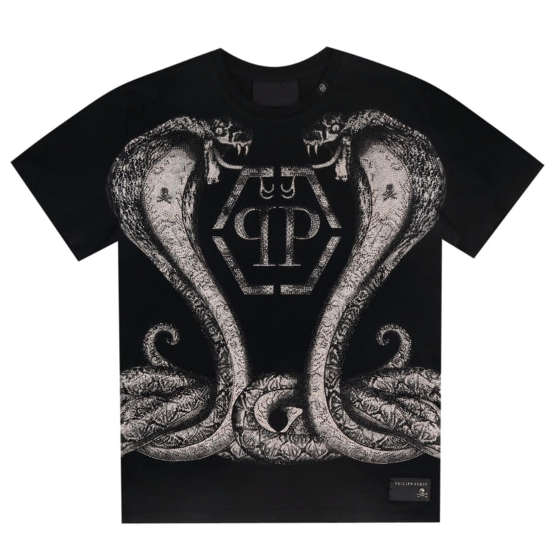 Philipp Gotta Feeling Snake Crystal Embellished Cotton T-Shirt. Size XXL