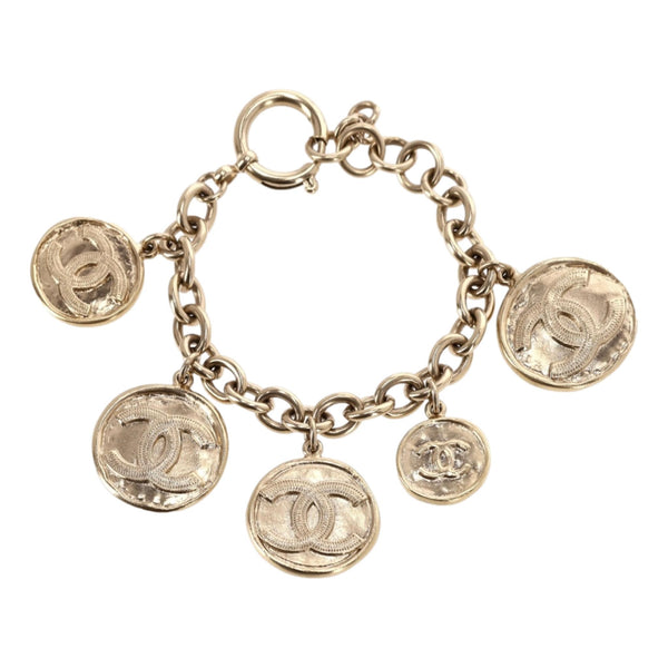 Chanel 24k Gold Plated 'CC' Logo Coin Charm Bracelet