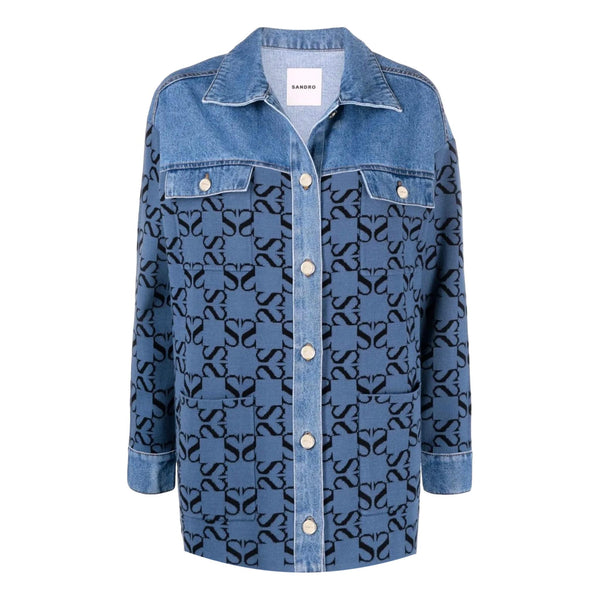 Sandro Monogram Oversized Denim Shirt. Size 0