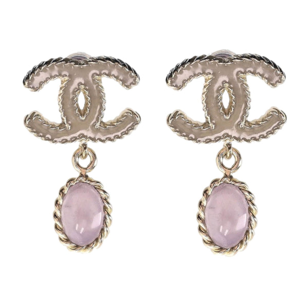 Chanel 'CC' Logo Enamel & Crystal Dangle Earrings