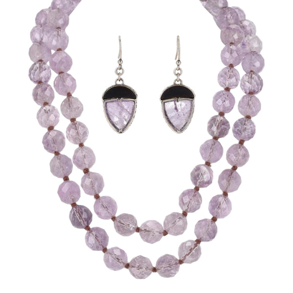 Bottega Veneta Rose Quartz Beaded Necklace &amp; Matching Earrings Set