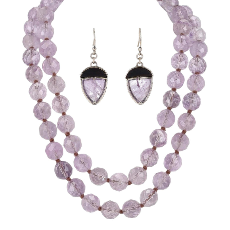 Bottega Veneta Rose Quartz Beaded Necklace &amp; Matching Earrings Set