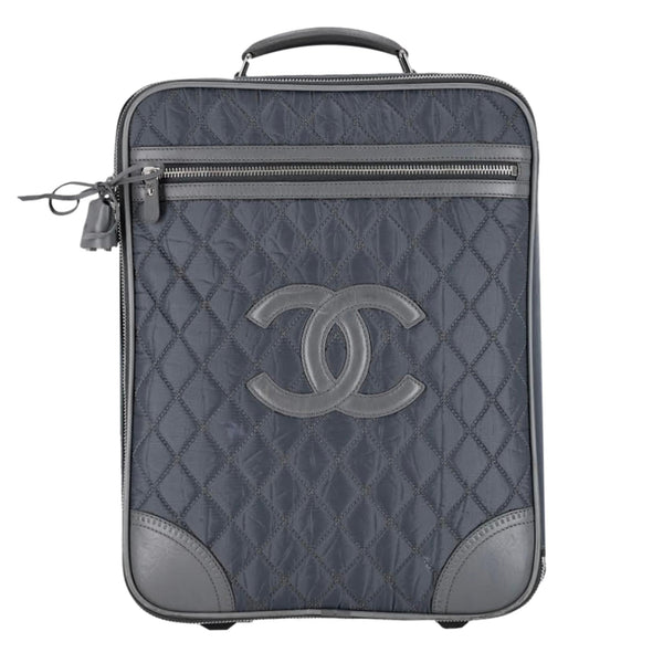 Chanel Diamond Quilted Nylon & Leather 'CC' Trolley Luggage