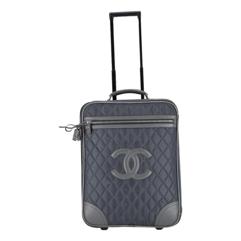 Chanel Diamond Quilted Nylon & Leather 'CC' Trolley Luggage