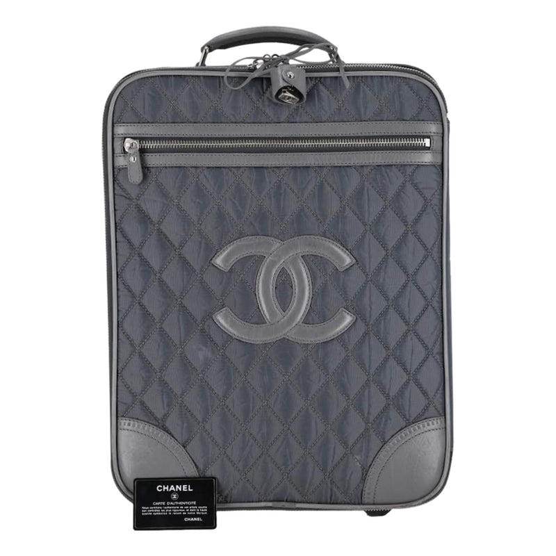 Chanel Diamond Quilted Nylon & Leather 'CC' Trolley Luggage