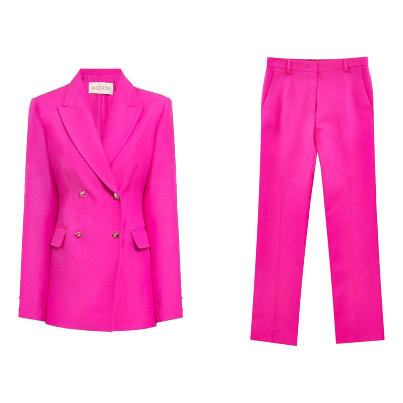 Valentino Rock Stud Blazer & Matching Woo/Silk Trouser Suit. Size Small