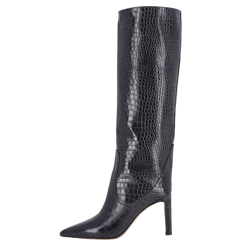 Jimmy Choo Croc-Embossed Leather Knee-High Boots. Size 36