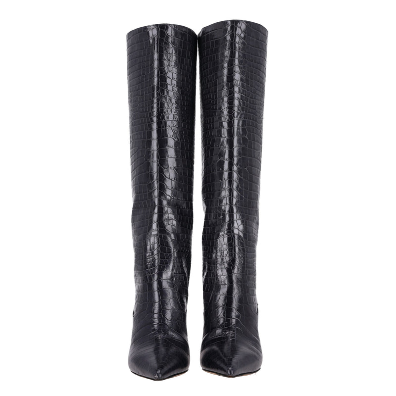 Jimmy Choo Croc-Embossed Leather Knee-High Boots. Size 36