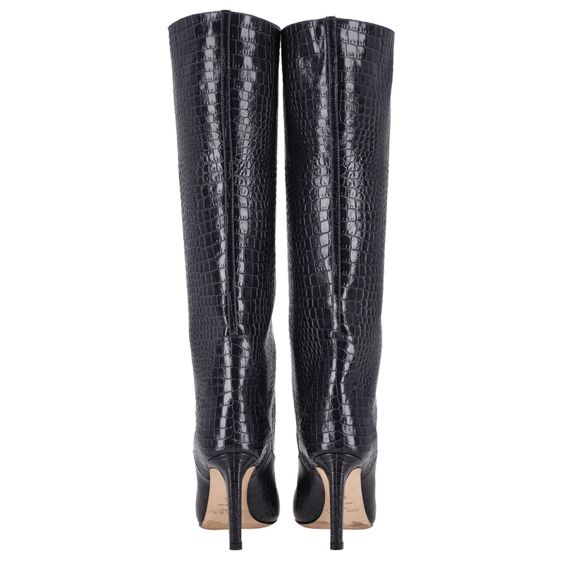 Jimmy Choo Croc-Embossed Leather Knee-High Boots. Size 36