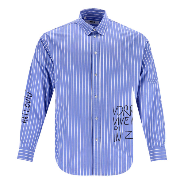 MSGM Cotton Striped Graphic Print Shirt. Size 40