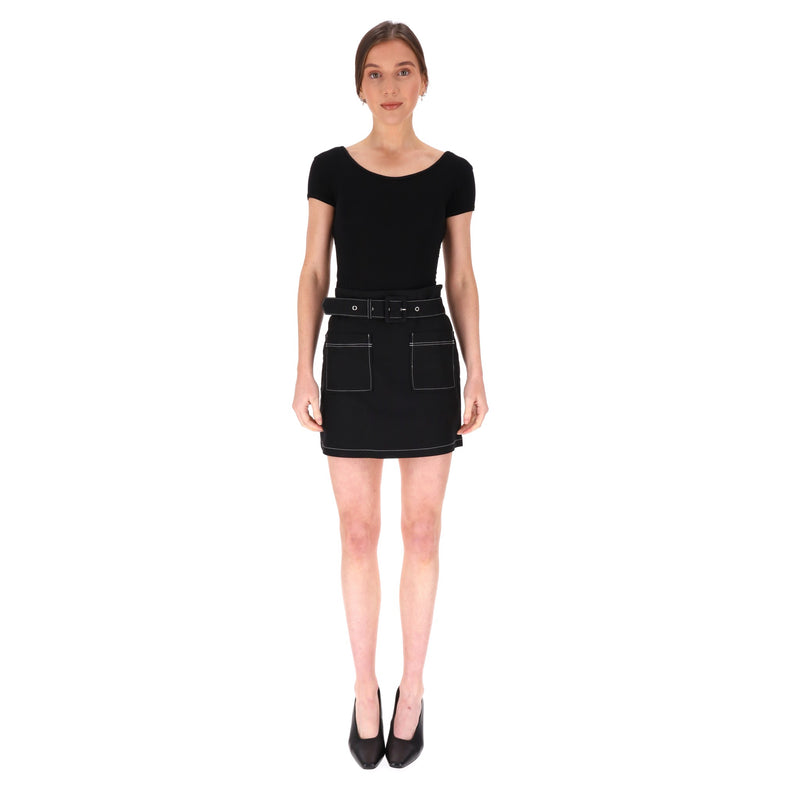 Maje Cotton Belted Mini Skirt. Size 36FR